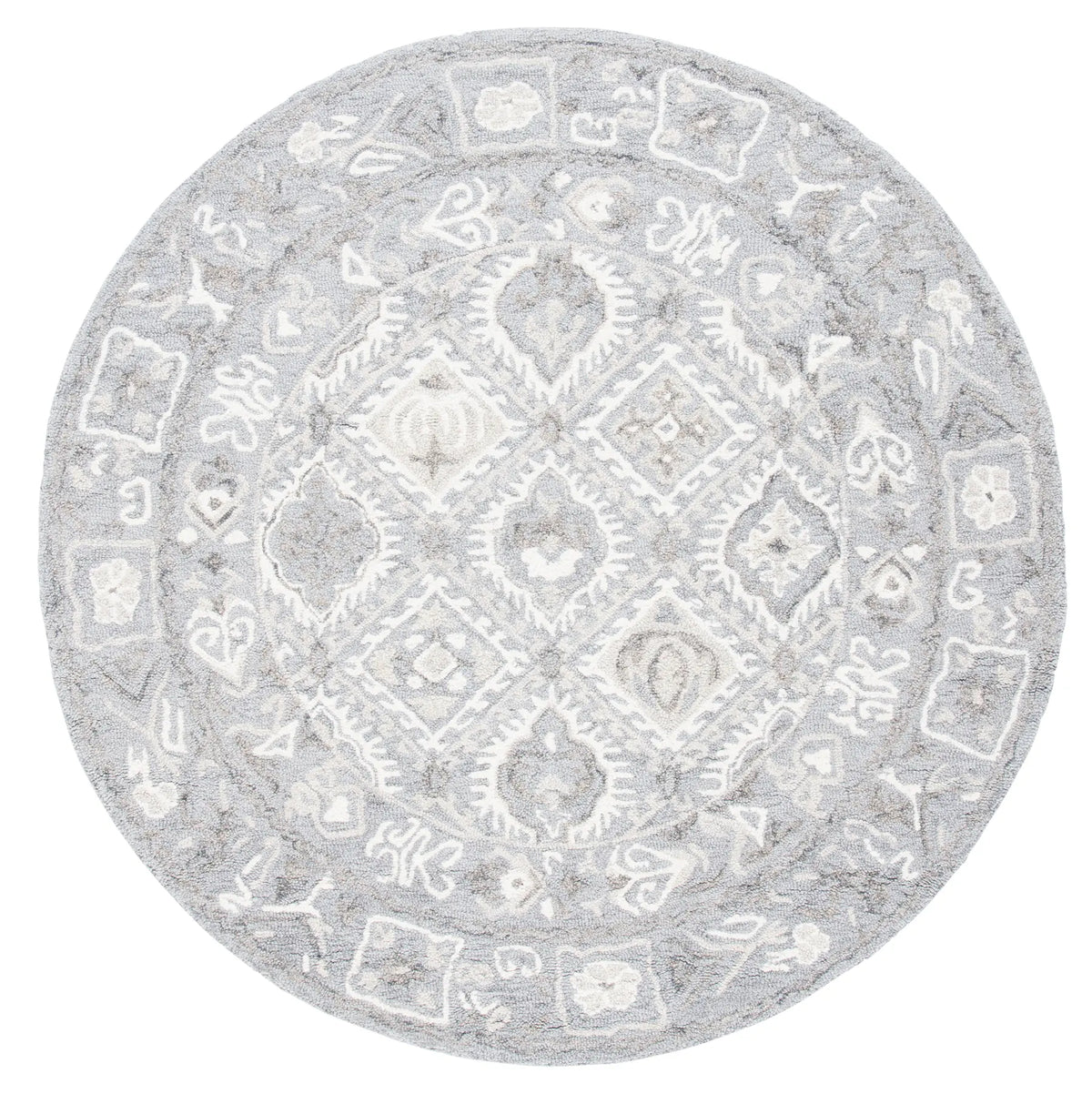 Safavieh Micro-Loop 5'-0" x 5'-0" Rug in Ivory / Grey