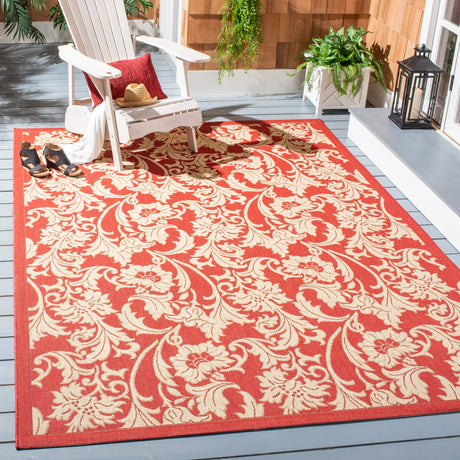 Safavieh Courtyard 6'-7" x 9'-6" Rug in Red / Creme