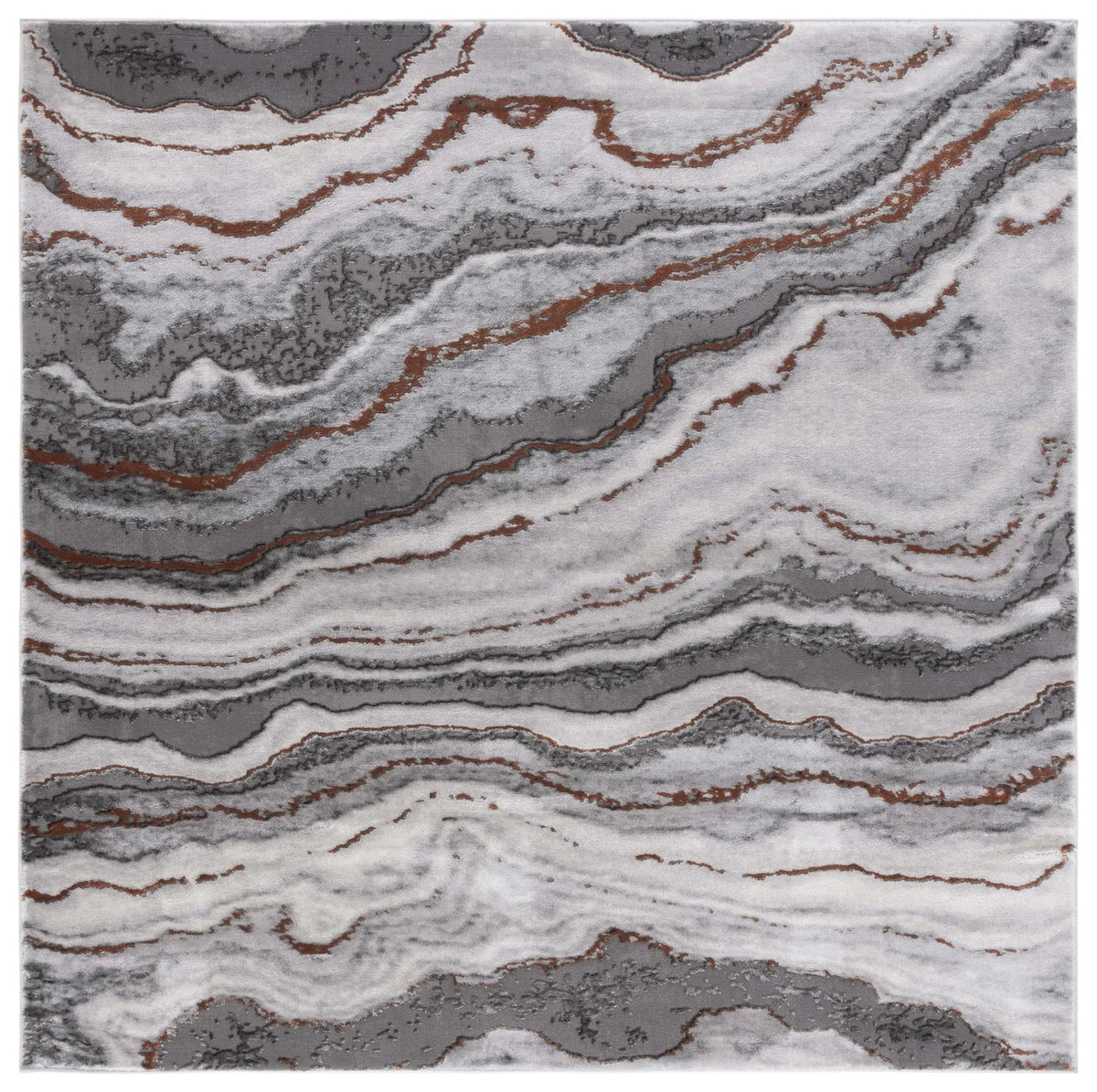 Safavieh Craft 6'-7" x 6'-7" Rug in Grey / Orange