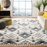 Safavieh Moroccan Tassel Shag 10'-0" x 14'-0" Rug in Ivory / Grey