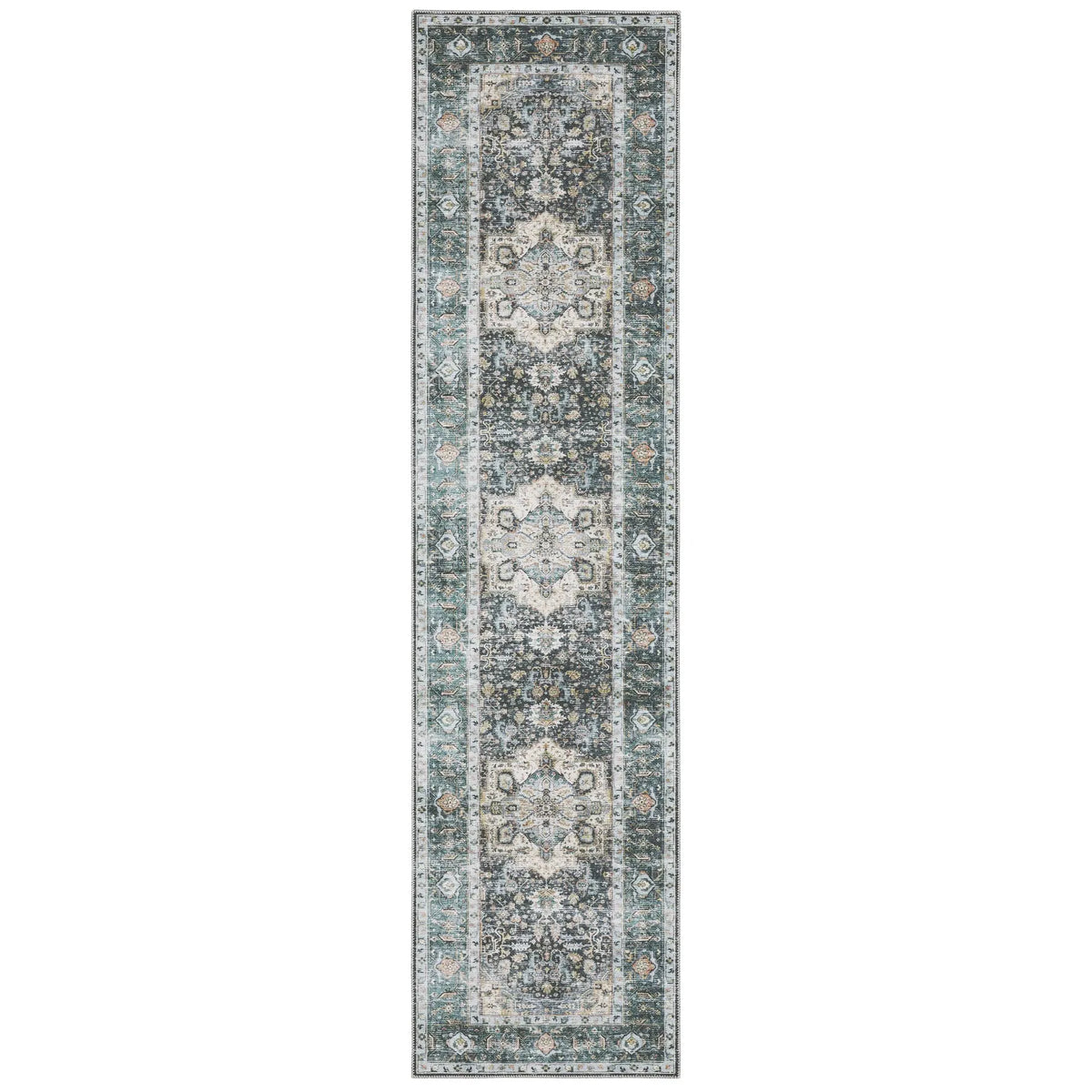 Oriental Weavers Machine Washable Charleston Cha01 Blue/ Ivory Rug - runner
