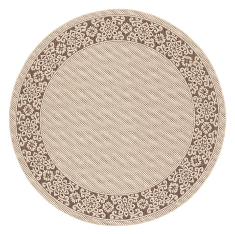 Safavieh Courtyard 6'-7" x 6'-7" Rug in Cream / Light Chocolate