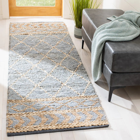 Safavieh Natural Fiber 2'-3" x 8'-0" Rug in Natural / Blue