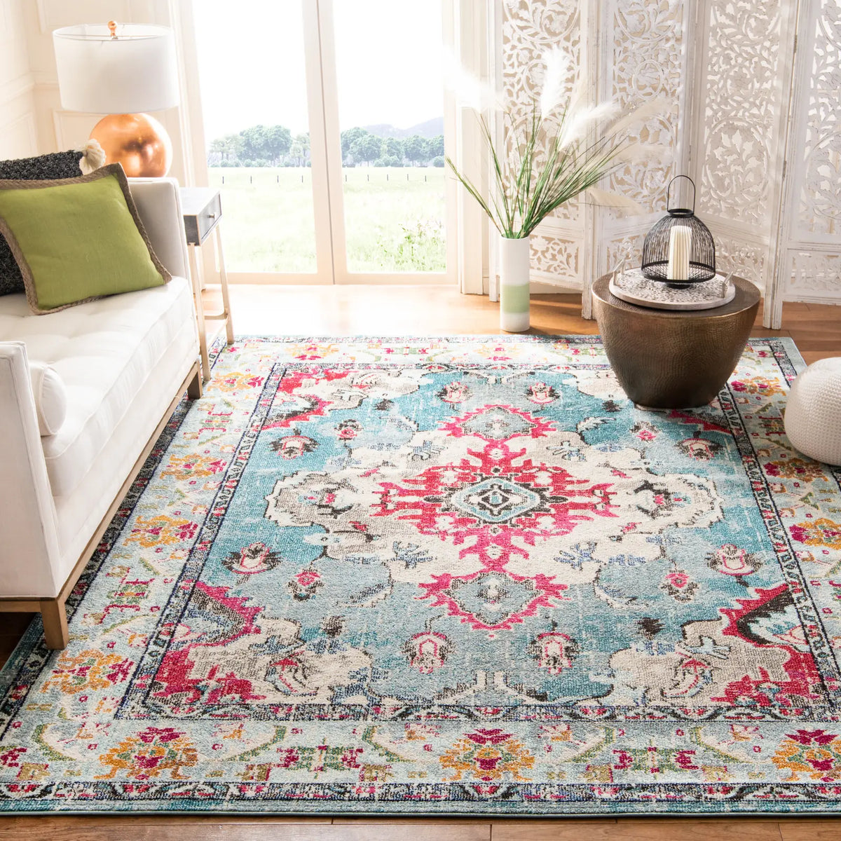 Safavieh Monaco 10'-0" x 14'-0" Rug in Light Blue / Fuchsia