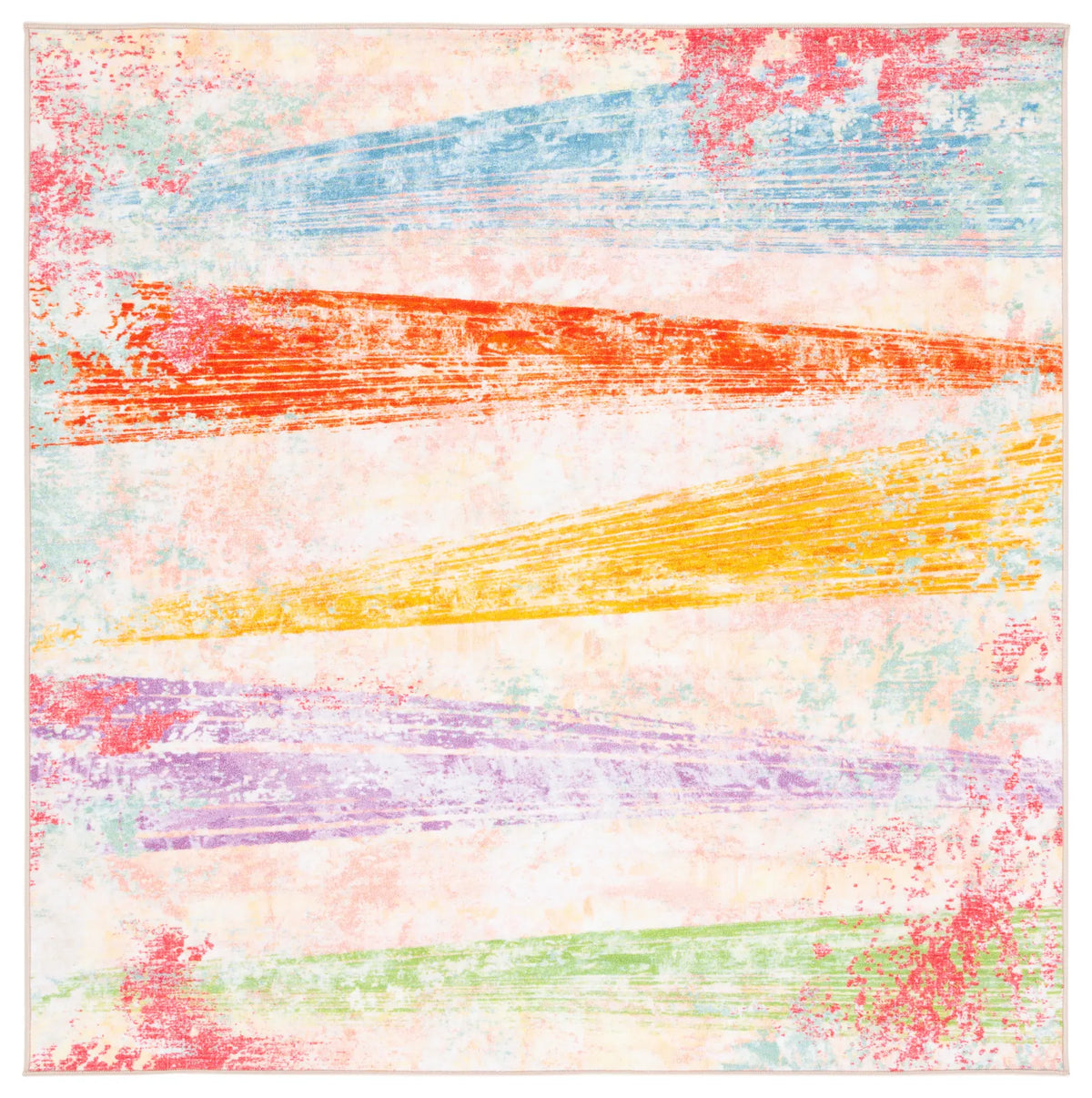 Safavieh Paint Brush 6'-7" x 6'-7" Rug in Pink / Blue