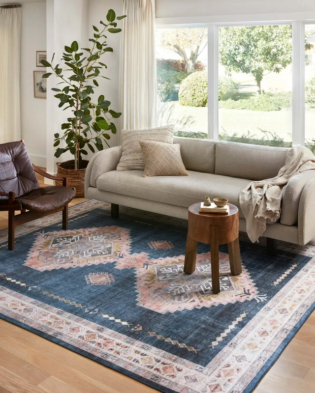 Loloi Heidi Hei-03 Denim/Blush Rugs - room scene 1