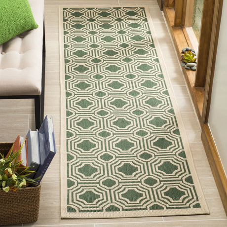 Safavieh Courtyard 2'-3" x 8'-0" Rug in Dark Green / Beige