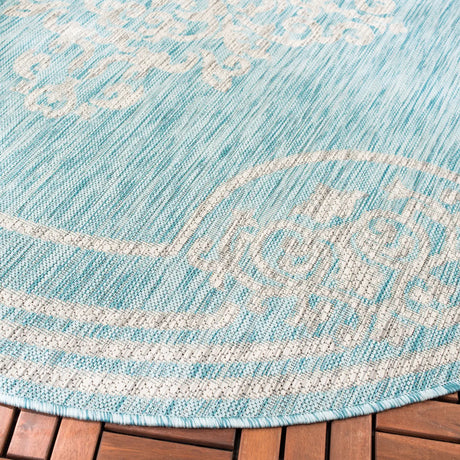 Safavieh Courtyard 6'-7" x 6'-7" Rug in Aqua / Grey