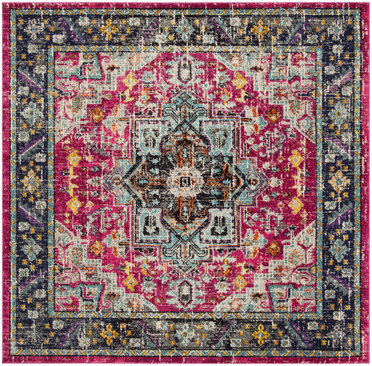 Safavieh Monaco 6'-7" x 6'-7" Rug in Fuchsia / Grey