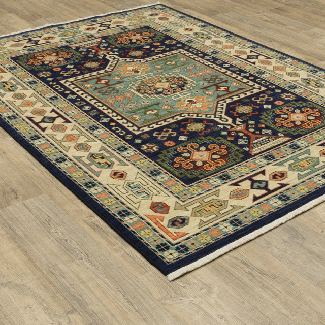 Oriental Weavers Sphinx Lilihan 041H6 Blue/ Ivory Rugs - angle detail