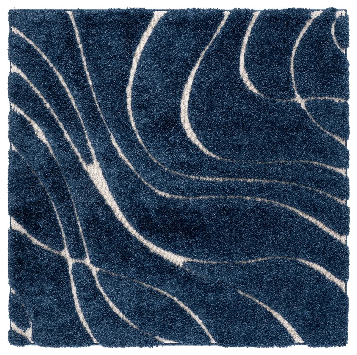 Safavieh Florida Shag 5'-0" x 5'-0" Rug in Navy / Ivory