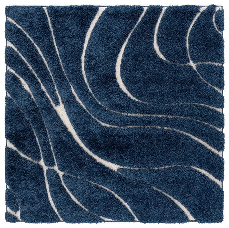 Safavieh Florida Shag 5'-0" x 5'-0" Rug in Navy / Ivory