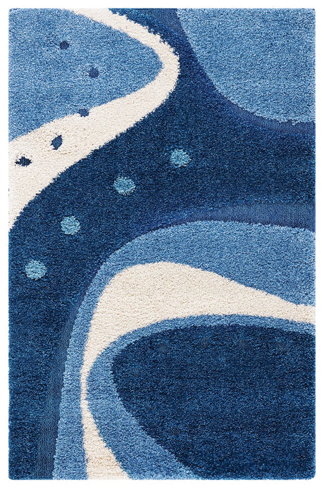 Safavieh Florida Shag 3'-3" x 5'-3" Rug in Dark Blue / Ivory