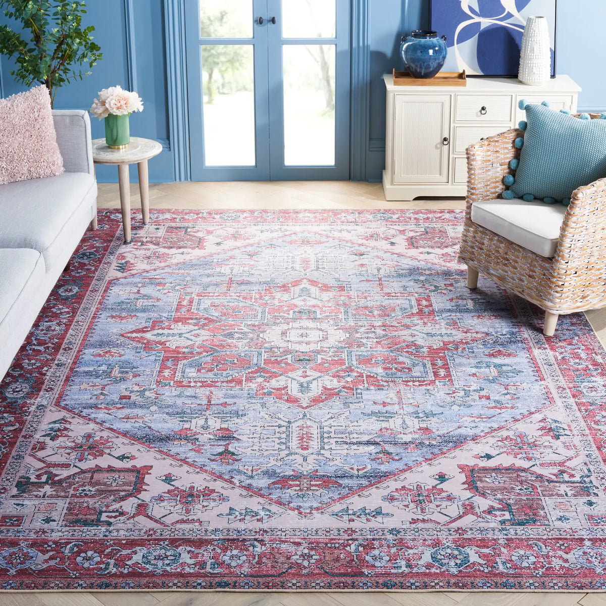 Safavieh Tucson 10'-0" x 14'-0" Rug in Grey Blue / Rust