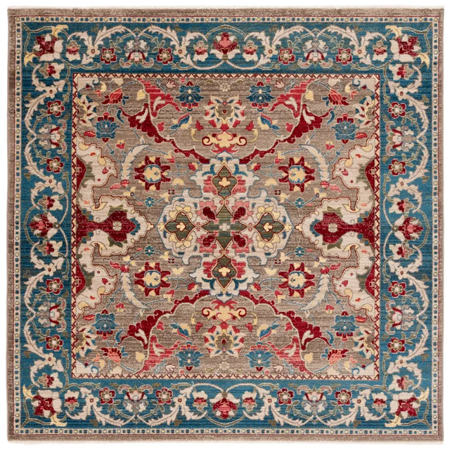 Safavieh Kashan 6'-7" x 6'-7" Rug in Taupe / Blue