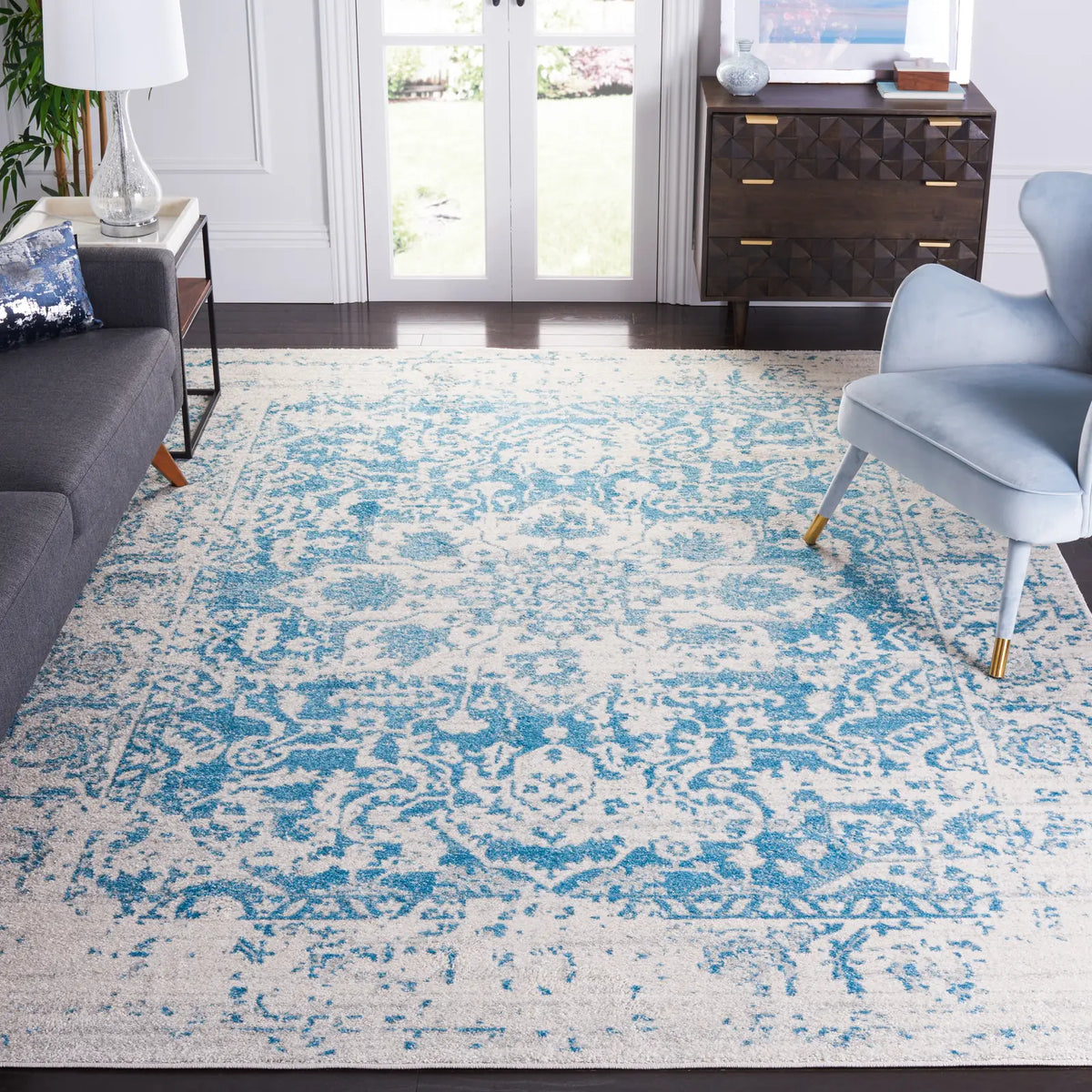 Safavieh Madison 10'-0" x 14'-0" Rug in Teal / Ivory