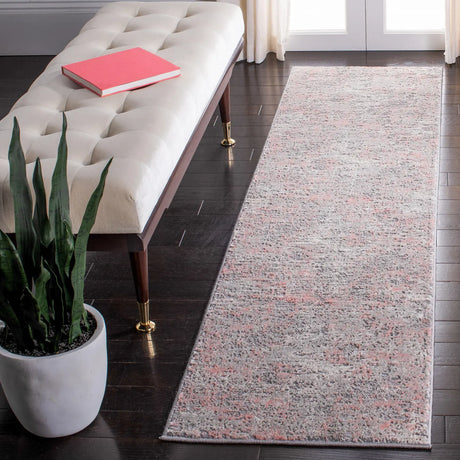 Safavieh Meadow 500 2'-0" x 11'-0" Rug in Grey / Pink