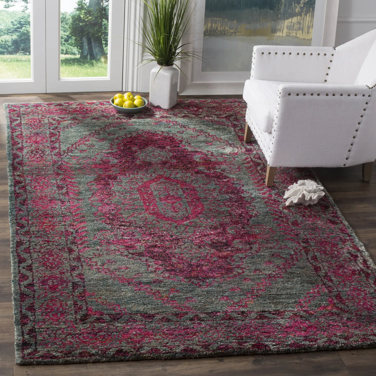 Safavieh Tangier 5'-0" x 8'-0" Rug in Slate Blue / Fuchsia
