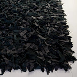 Safavieh Leather Shag 4'-0" x 6'-0" Rug in Black