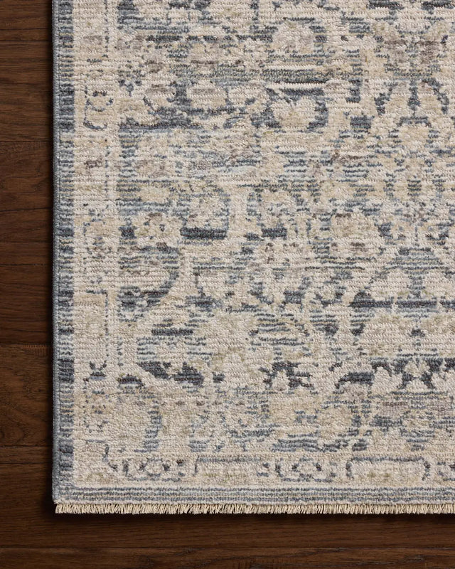 Loloi Milena MLE-02 Denim / Natural Rug - corner on wood