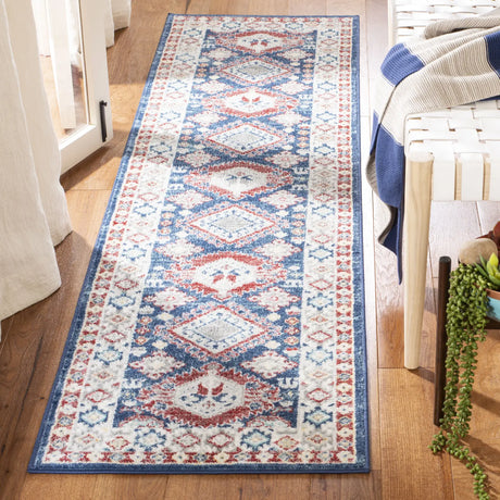 Safavieh Kazak 100 2'-0" x 8'-0" Rug in Navy / Red