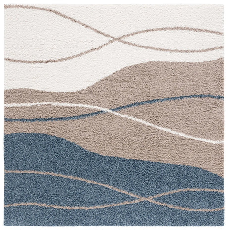 Safavieh Calico Shag 6'-7" x 6'-7" Rug in Taupe / Blue