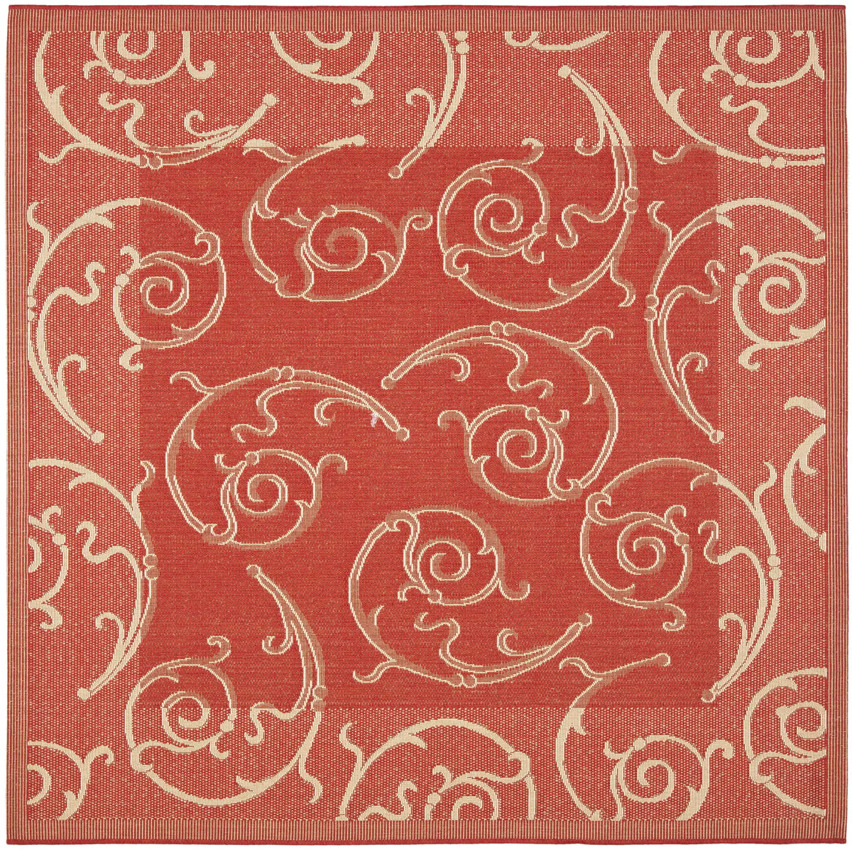Safavieh Courtyard 6'-7" x 6'-7" Rug in Red / Natural