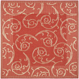 Safavieh Courtyard 6'-7" x 6'-7" Rug in Red / Natural