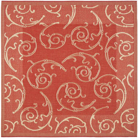 Safavieh Courtyard 6'-7" x 6'-7" Rug in Red / Natural