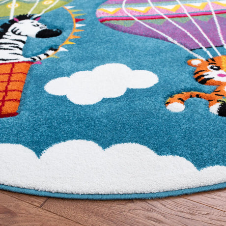 Safavieh Carousel Kids 100 5'-3" x 5'-3" Rug in Blue / Green