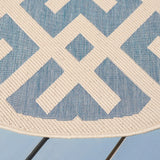 Safavieh Courtyard 5'-3" x 5'-3" Rug in Blue / Bone