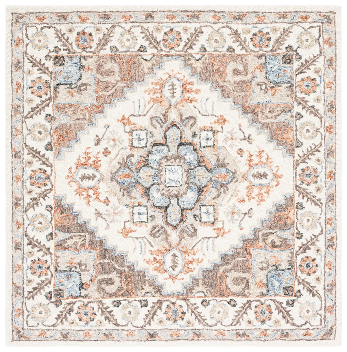 Safavieh Micro-Loop 5'-0" x 5'-0" Rug in Ivory / Rust