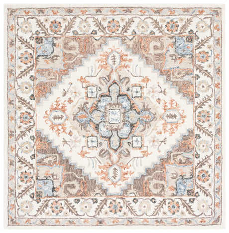 Safavieh Micro-Loop 5'-0" x 5'-0" Rug in Ivory / Rust