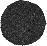 Safavieh Leather Shag 4'-0" x 4'-0" Rug in Black
