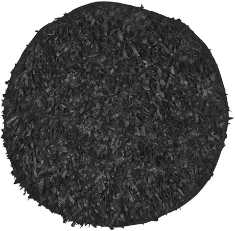 Safavieh Leather Shag 4'-0" x 4'-0" Rug in Black
