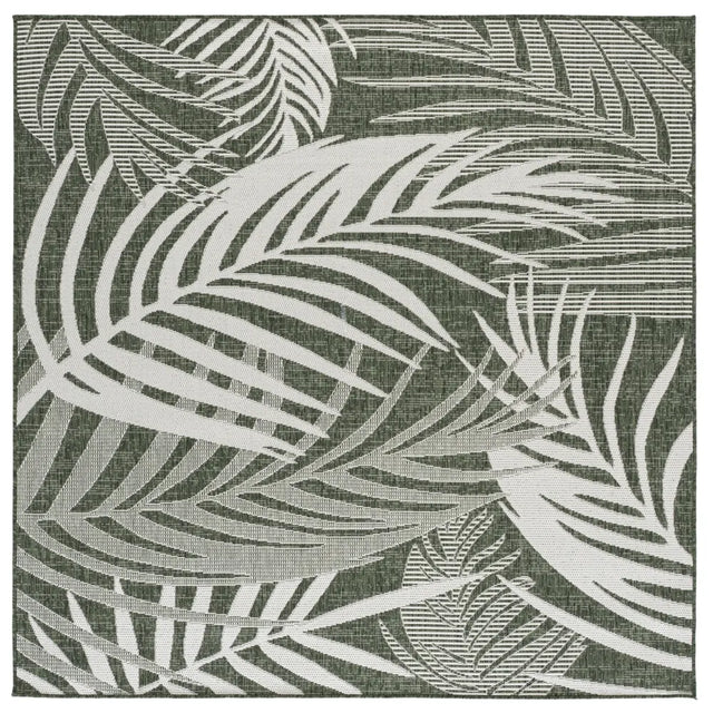 Safavieh Beach House 6'-7" x 6'-7" Rug in Green / Ivory
