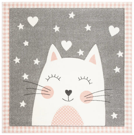 Safavieh Carousel Kids 100 5'-3" x 5'-3" Rug in Pink / Grey
