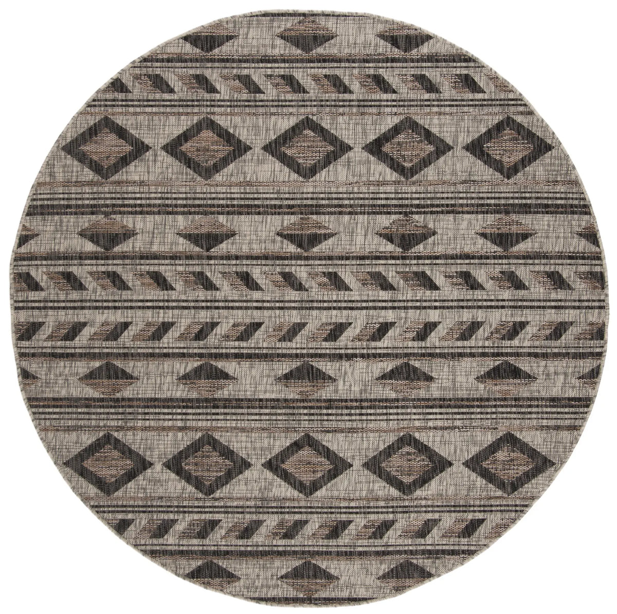 Safavieh Courtyard 5'-3" x 5'-3" Rug in Grey / Black