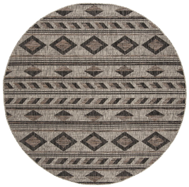 Safavieh Courtyard 5'-3" x 5'-3" Rug in Grey / Black