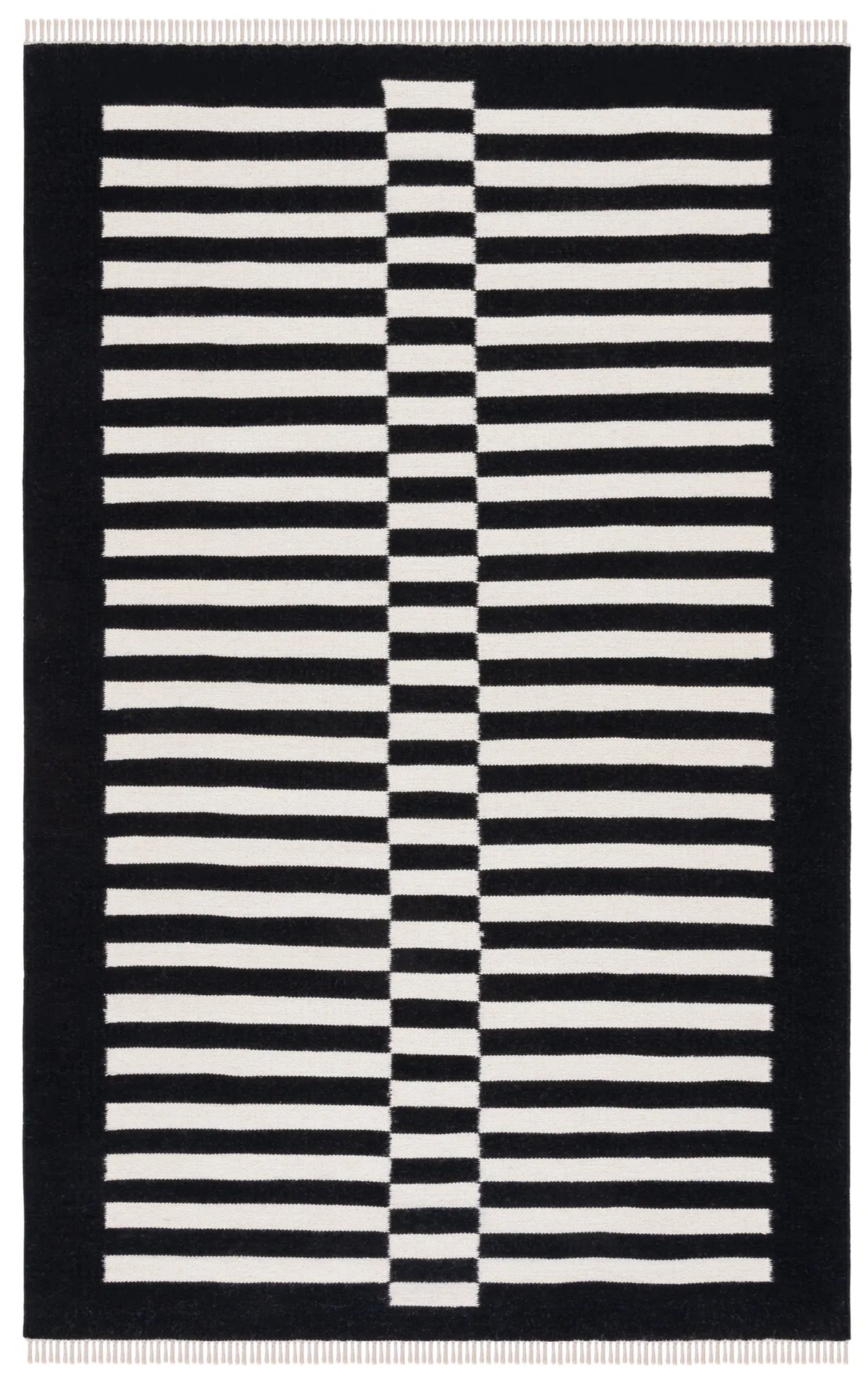 Safavieh Striped Kilim 4'-0" x 6'-0" Rug in Black / Ivory