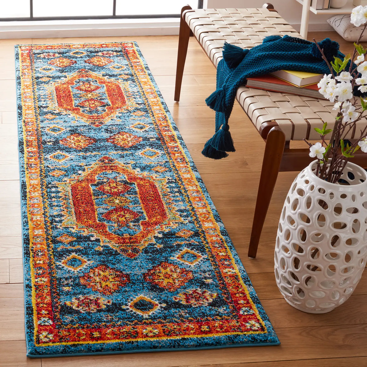 Safavieh Vintage Hamadan 2'-3" x 8'-0" Rug in Blue / Orange