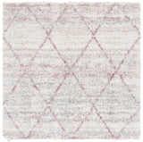 Safavieh Fontana Shag  800 6'-7" x 6'-7" Rug in Pink / Ivory