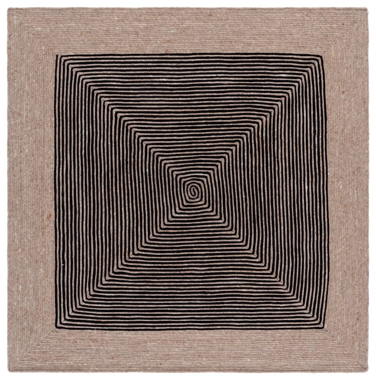 Safavieh Braided 6'-0" x 6'-0" Rug in Beige / Black