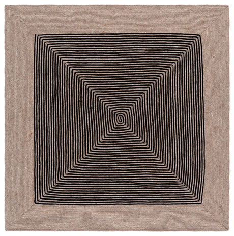 Safavieh Braided 6'-0" x 6'-0" Rug in Beige / Black