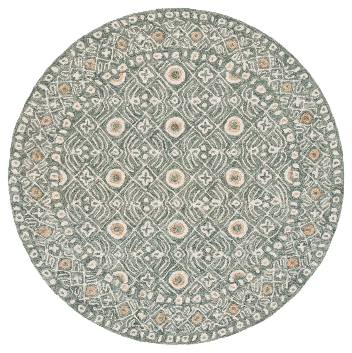 Safavieh Micro-Loop 5'-0" x 5'-0" Rug in Green / Ivory