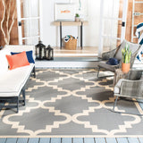 Safavieh Courtyard 8'-0" x 11'-2" Rug in Anthracite / Beige