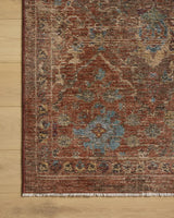 Loloi Winchester WNC-01 Traditional Power Loomed Rust, Multi Rug - corner on wood