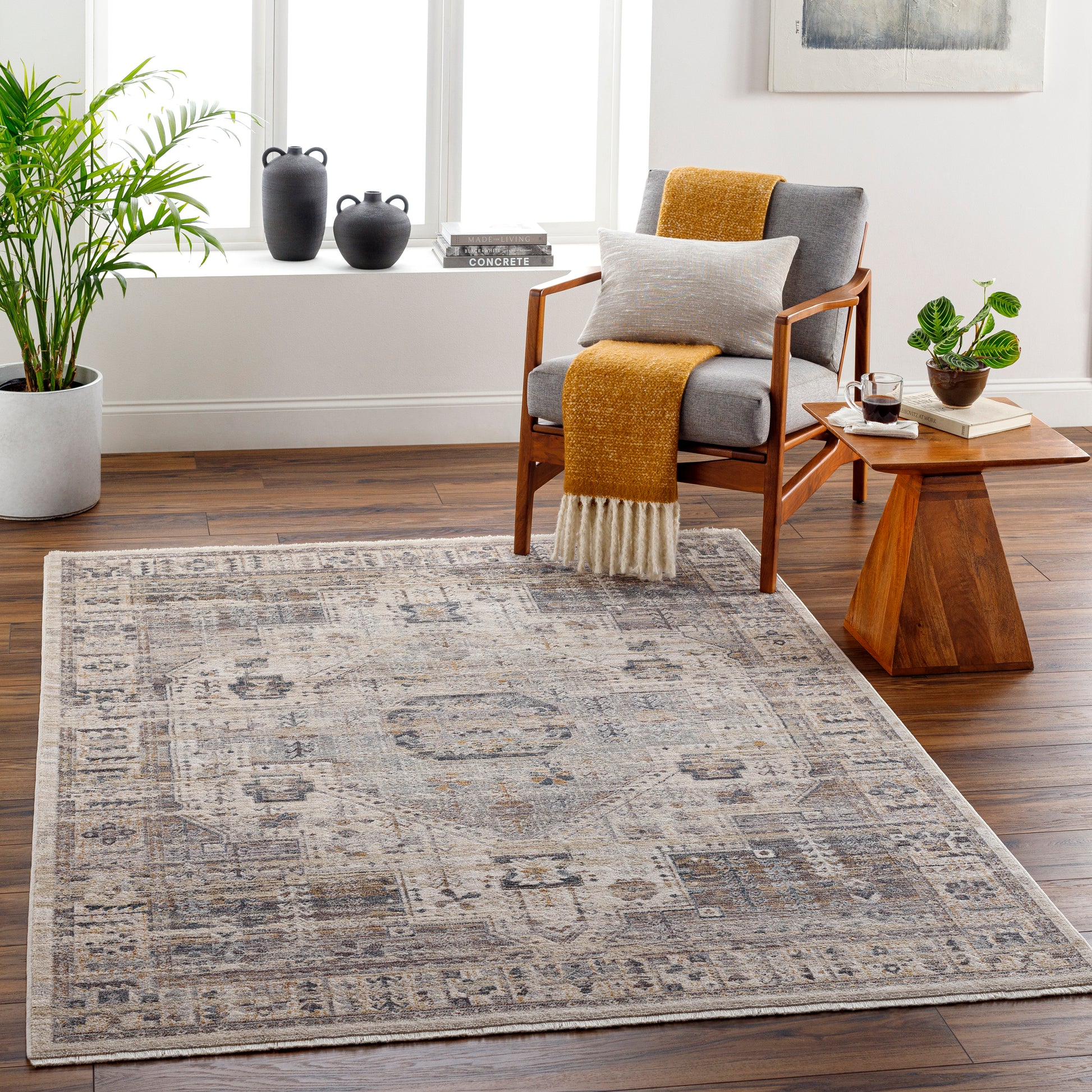 Surya Aida Aad-2307 Beige, Medium Gray, Tan, Ivory, Deep Teal, Charcoal Area Rug