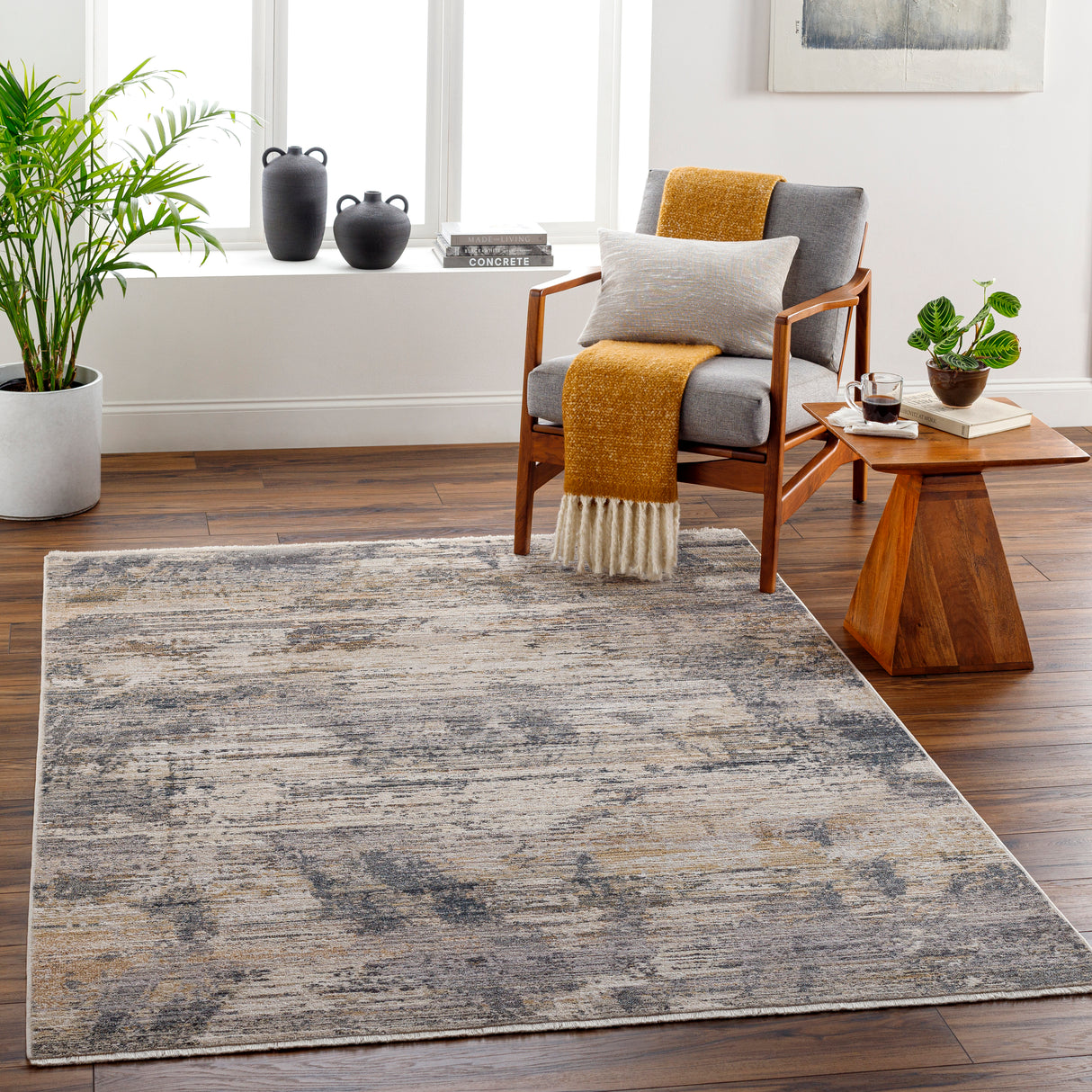 Surya Aida Aad-2309 Beige, Ivory, Gray, Charcoal, Medium Gray, Tan Rug.