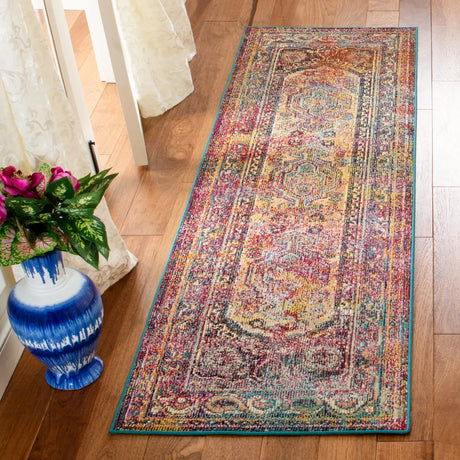Safavieh Crystal 2'-2" x 7'-0" Rug in Teal / Rose